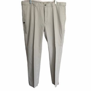 HAGGAR Genuine Khaki Pants Classic Fit Adjustable Comfort Waist Tan 42x30